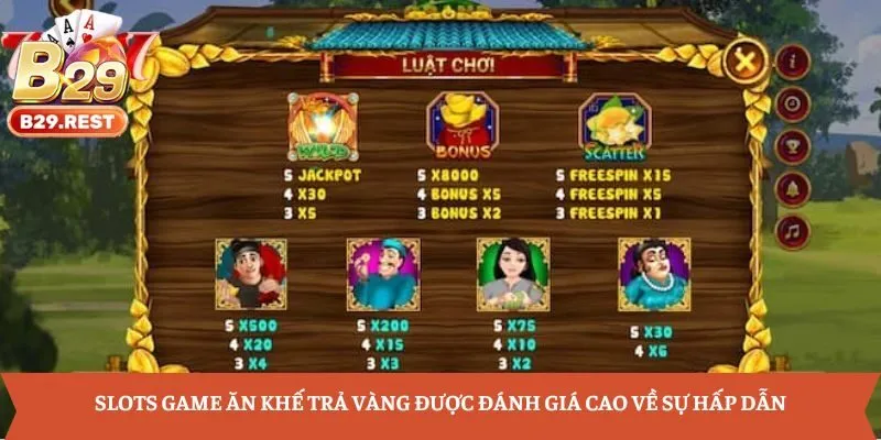Slots game Ăn Khế Trả Vàng được đánh giá cao về sự hấp dẫn